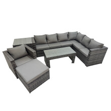 Fimous Garden Furniture Set with Chair Big Stool Side Table Dark Grey Mixed