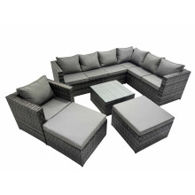 Fimous Garden Furniture Sofa Set withChair 2 Big Stools Dark Grey