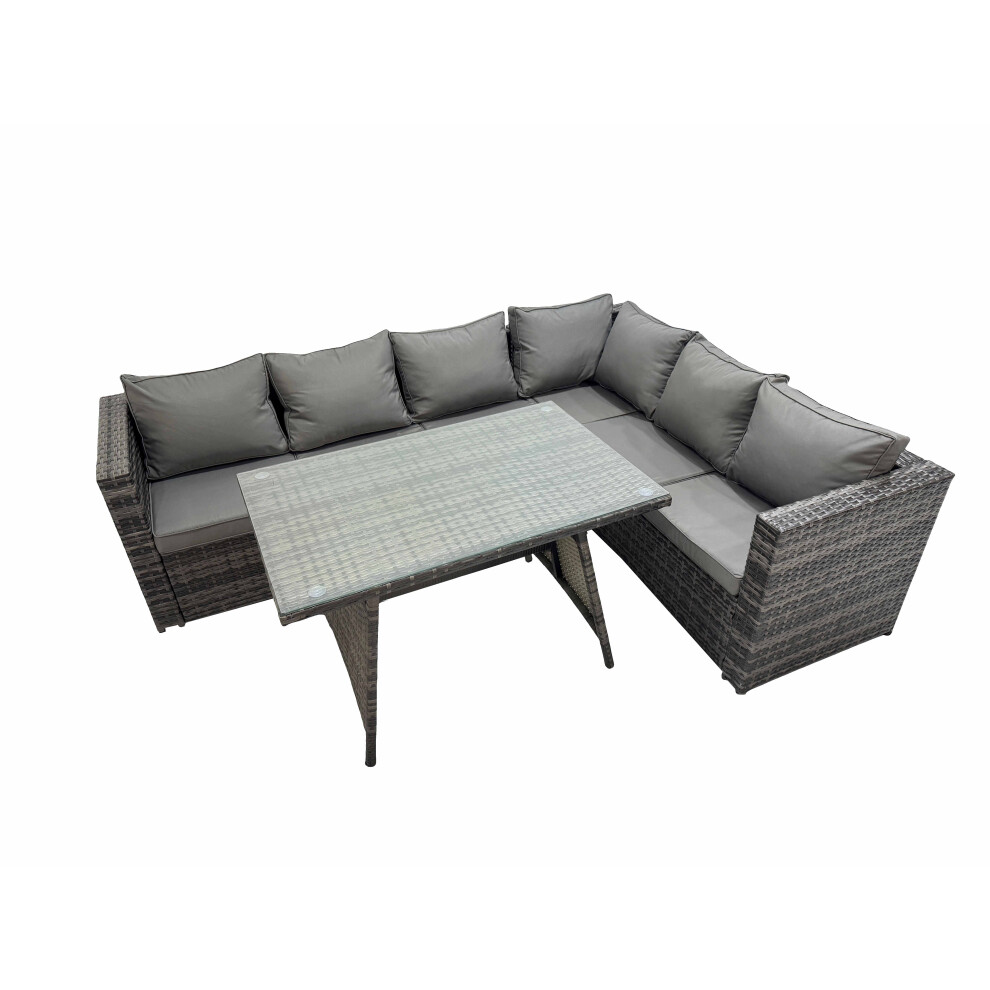 Fimous Unisex Dark Grey Patio Furniture Sets With Dining Table Corner Sofa Set Mixed Size 1 - Image 2