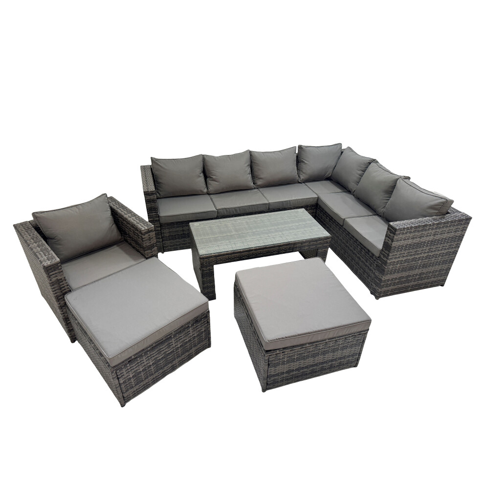 Fimous Unisex Dark Grey Garden Furniture Set With Chair Big Stools Mixed Size 2 - Image 2