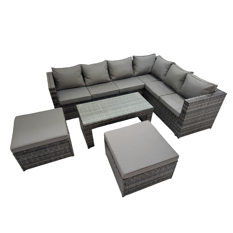 Fimous Garden Furniture Set with Chair 2 Big Stools Dark Grey Mixed