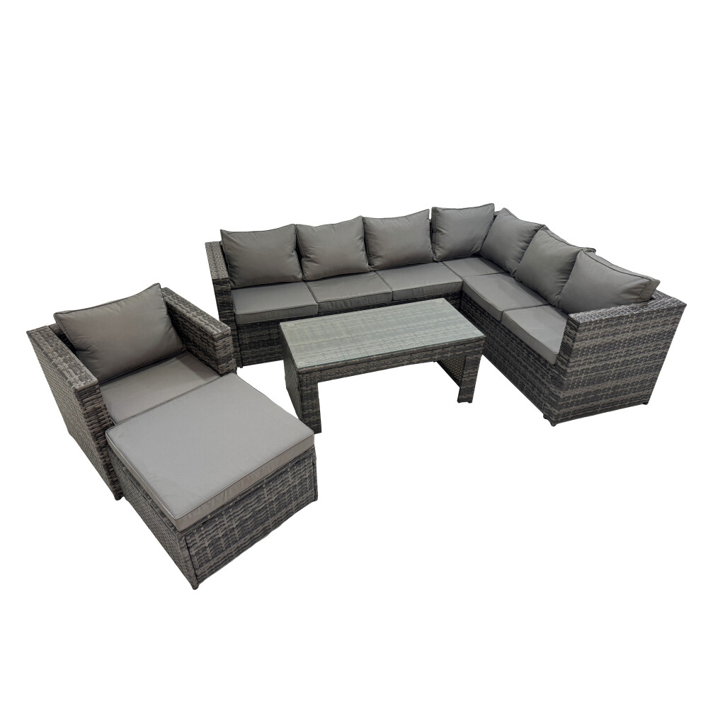 Fimous Garden Furniture Set With Chair Big Stool Dark Grey Mixed
