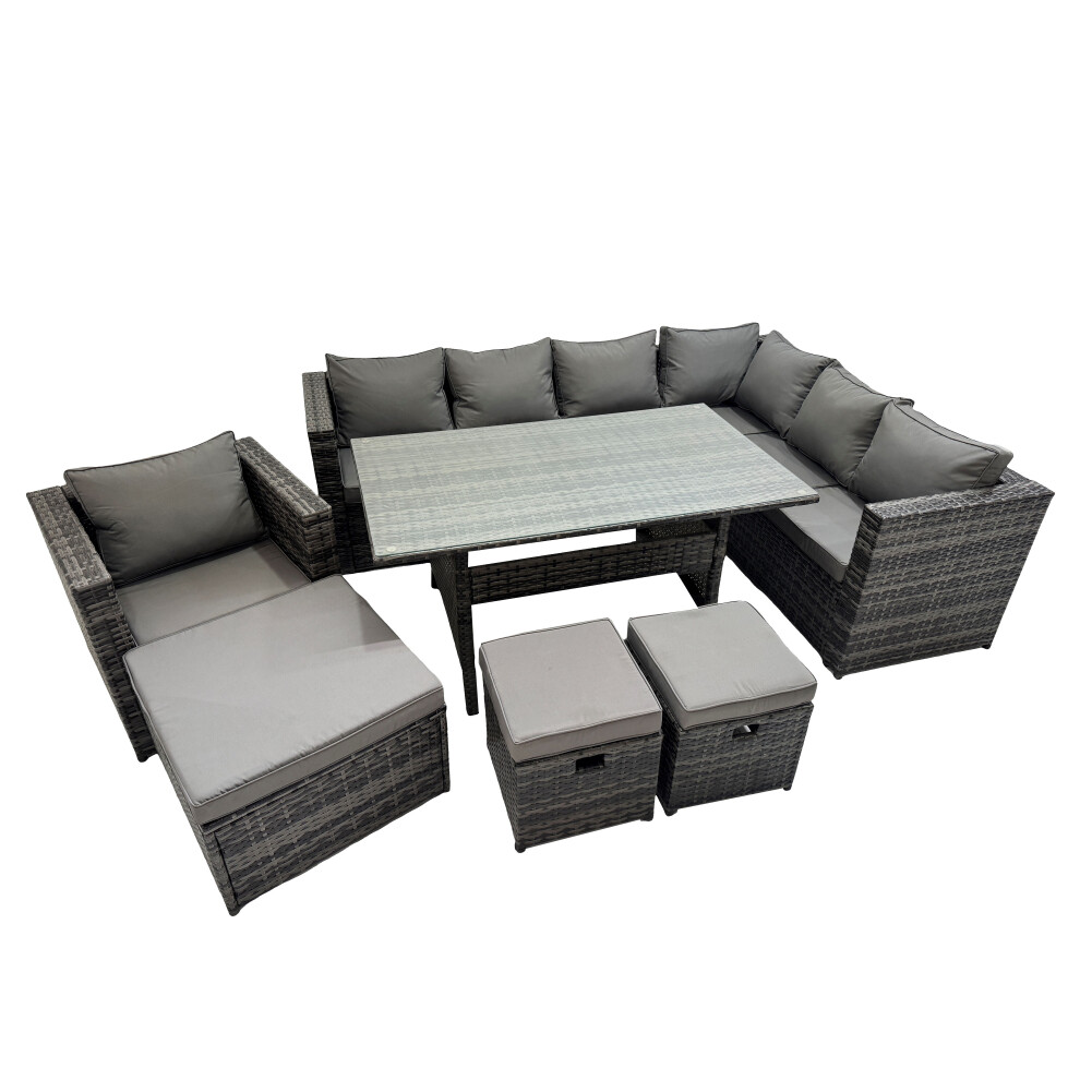 Fimous 10 Seater Patio Dining Corner Sofa Sets With Chair Big Stool