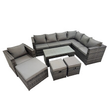 Fimous Garden Furniture Set with Chair 3 Stool Dark Grey Mixed