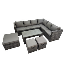 Fimous Garden Furniture Set with 3 Stools Dark Grey Mixed