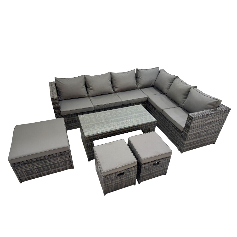 Fimous Garden Furniture Set With 3 Stools Dark Grey Mixed