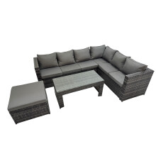 Fimous Garden Furniture Set with Big Stool Dark Grey Mixed