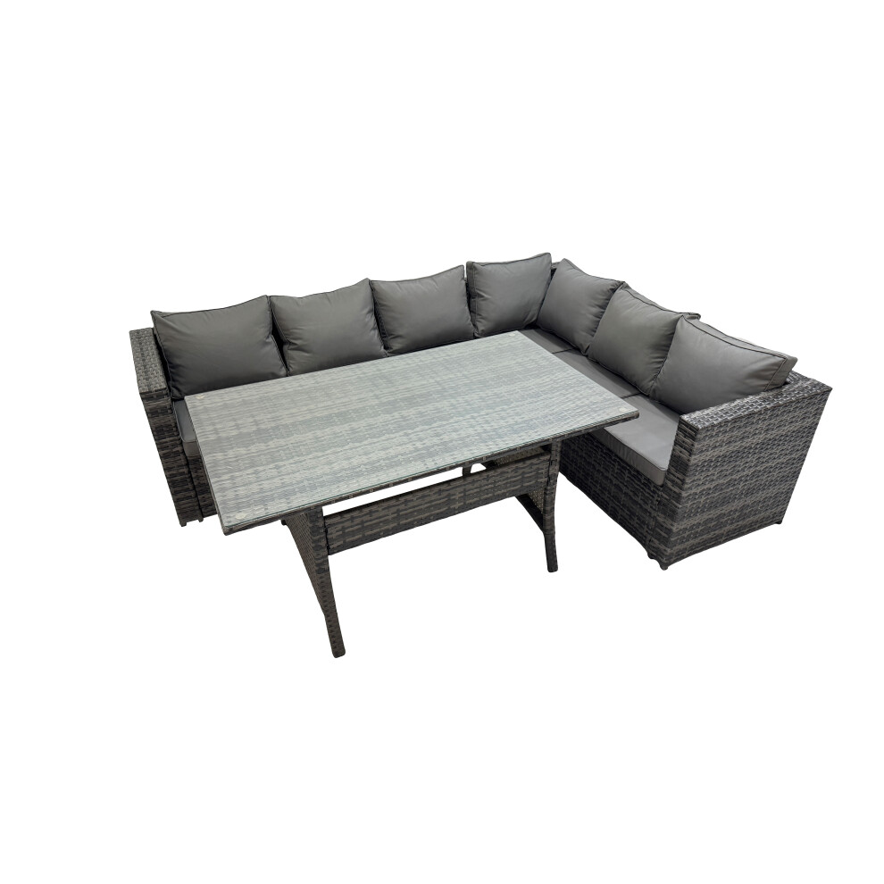 B&Q - Rattan Garden Furniture Set Outdoor 8 Seater Patio Dining Corner Sofa Sets With Dining Table Dark Grey Mixed - Image 2