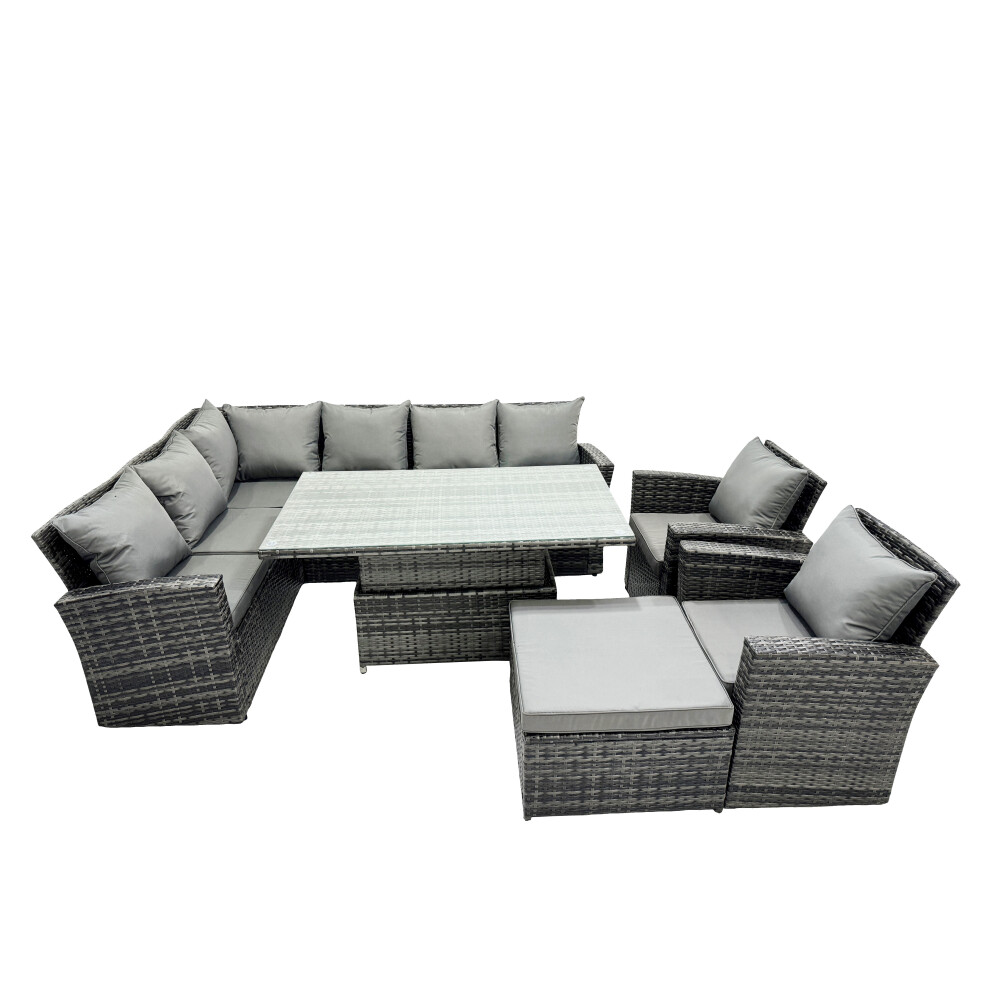 Fimous Poly Rattan Outdoor Patio Corner Sofa Set With Big Stool,2 Chairs