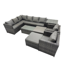 Fimous Outdoor Rattan Garden Furniture Set with 2 Chairs 2 Stools Side Table