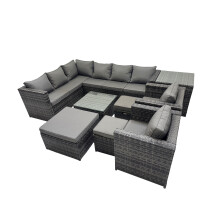 Fimous Patio Furniture Sets with Corner Sofa 3 Footstools Side Table