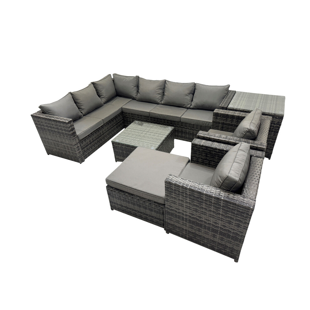 Fimous Patio Furniture Sets With Corner Sofa Square Coffee Table Big Stool