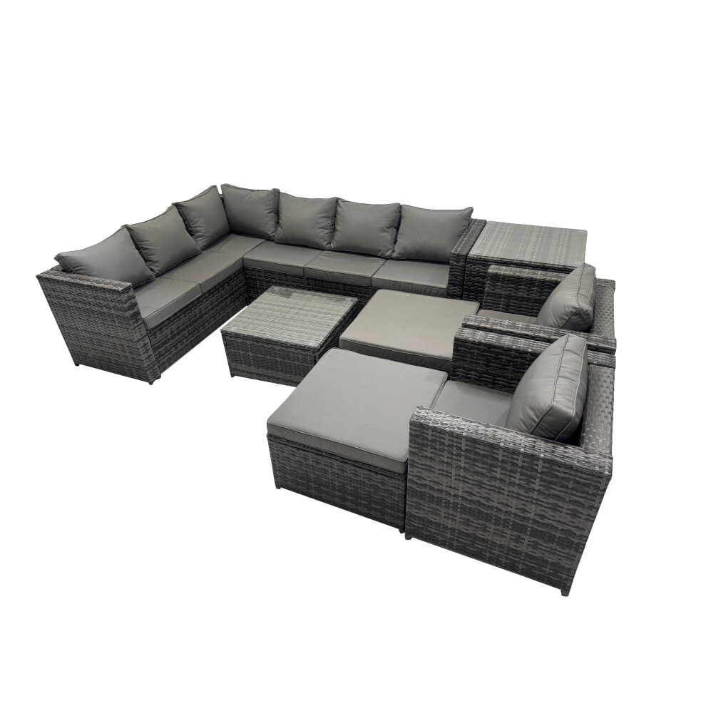 Fimous Patio Furniture Sets With Corner Sofa Square Coffee Table 2 Big Stool