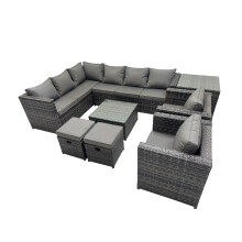 Fimous Patio Furniture Sets with Corner Sofa 2 Small Footstools Side Table