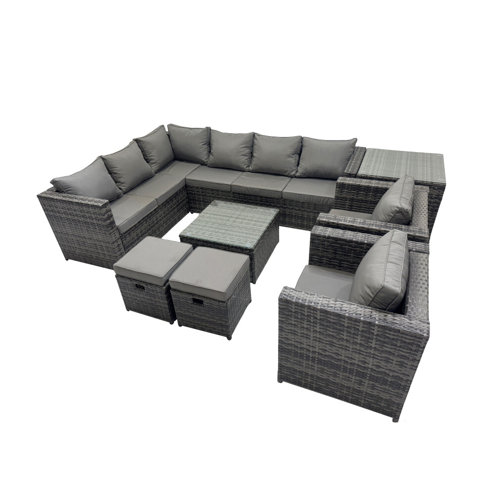 Fimous Patio Furniture Sets With Corner Sofa 2 Small Footstools Side Table