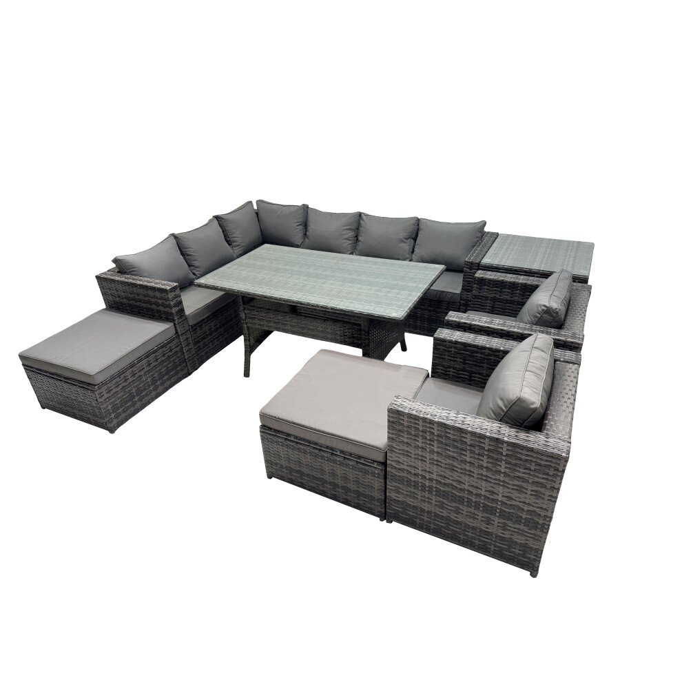 Fimous Outdoor Pe Rattan Sofa Set With With 2 Big Stool Side Table