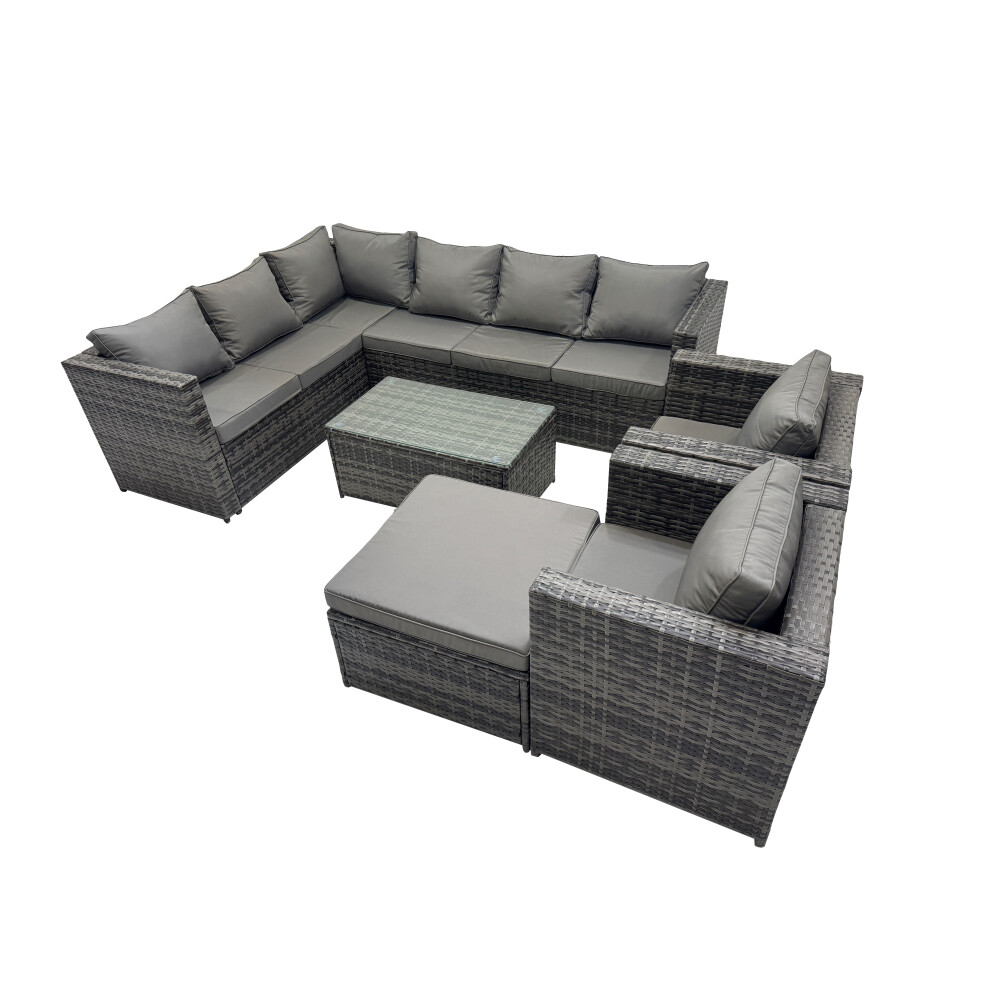 Fimous Outdoor Rattan Garden Furniture Set With 2 Chairs Big Stool
