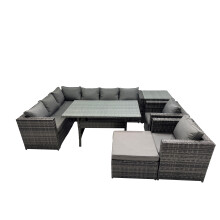 Fimous Outdoor PE Rattan Sofa Set with with Big Stool Side Table