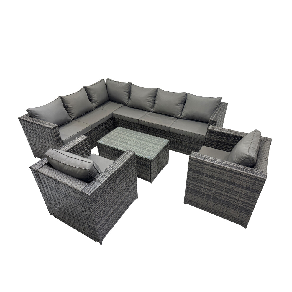 Fimous Outdoor Rattan Garden Furniture Set With 2 Chairs Dark Grey Mixed