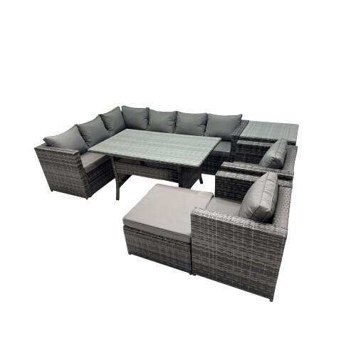 Fimous Fimous Outdoor PE Rattan Sofa Set with with Big Stool Side Table 1