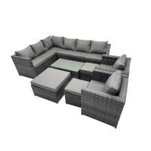 Fimous Outdoor Rattan Garden Furniture Set with 2 Chairs 3 Stools