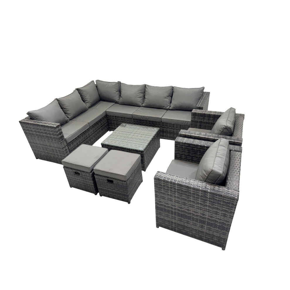 Fimous Patio Furniture Sets With Corner Sofa Coffee Table 2 Small Footstools