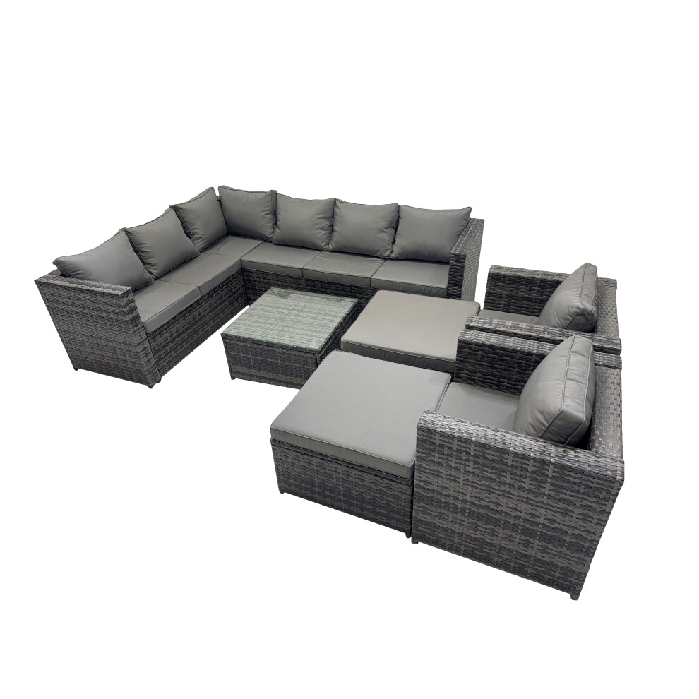 Fimous Patio Furniture Sets With Corner Sofa Coffee Table 2 Big Stool