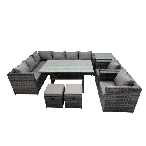 Fimous Fimous Outdoor PE Rattan Sofa Set with with 2 Small Stools Side Table 1
