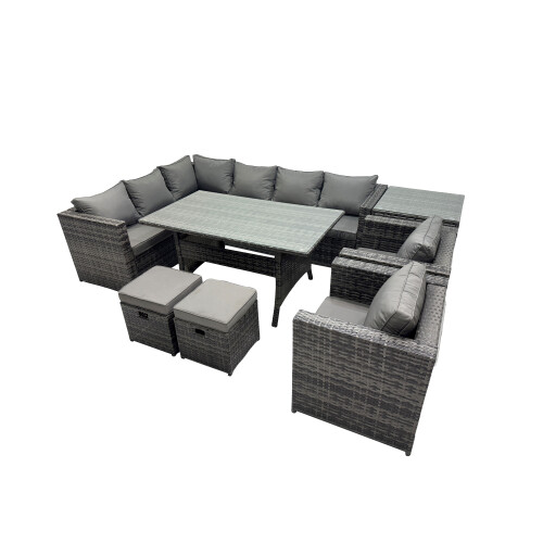 Fimous Fimous Outdoor PE Rattan Sofa Set with with 2 Small Stools Side Table