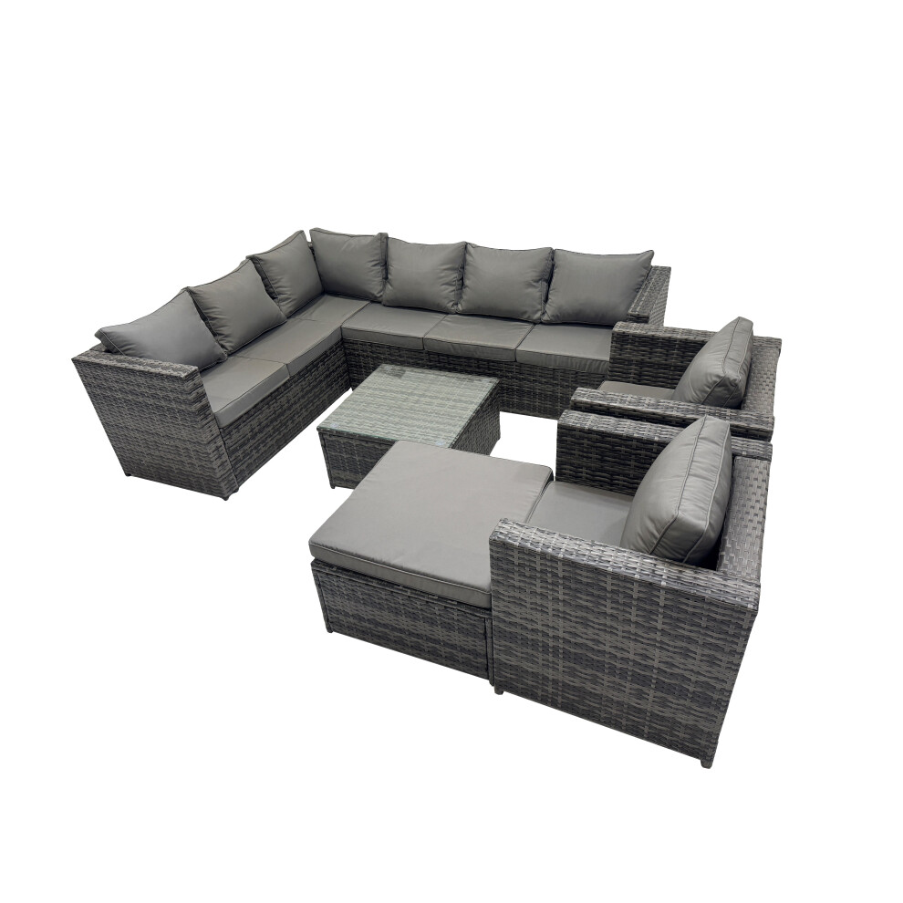Fimous Patio Furniture Sets With Corner Sofa Square Coffee Table Big Stool