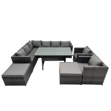 Fimous Outdoor PE Rattan Sofa Set with with 2 Big Stool