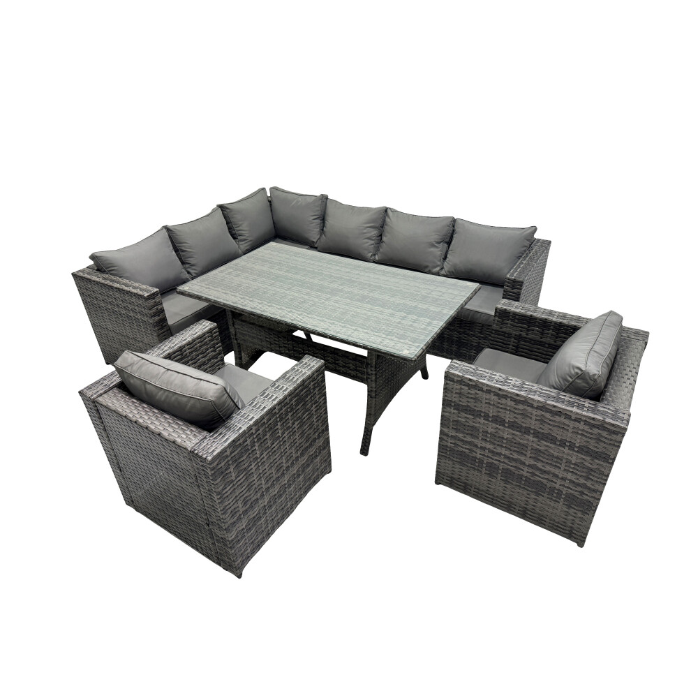 Rackhams Dark/Grey Outdoor Pe Rattan Sofa Set With Dining Table Patio Garden Furniture Sets With 2 Chairs Mixed - Image 2
