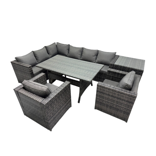 Fimous Fimous Outdoor PE Rattan Sofa Set with with Side Table