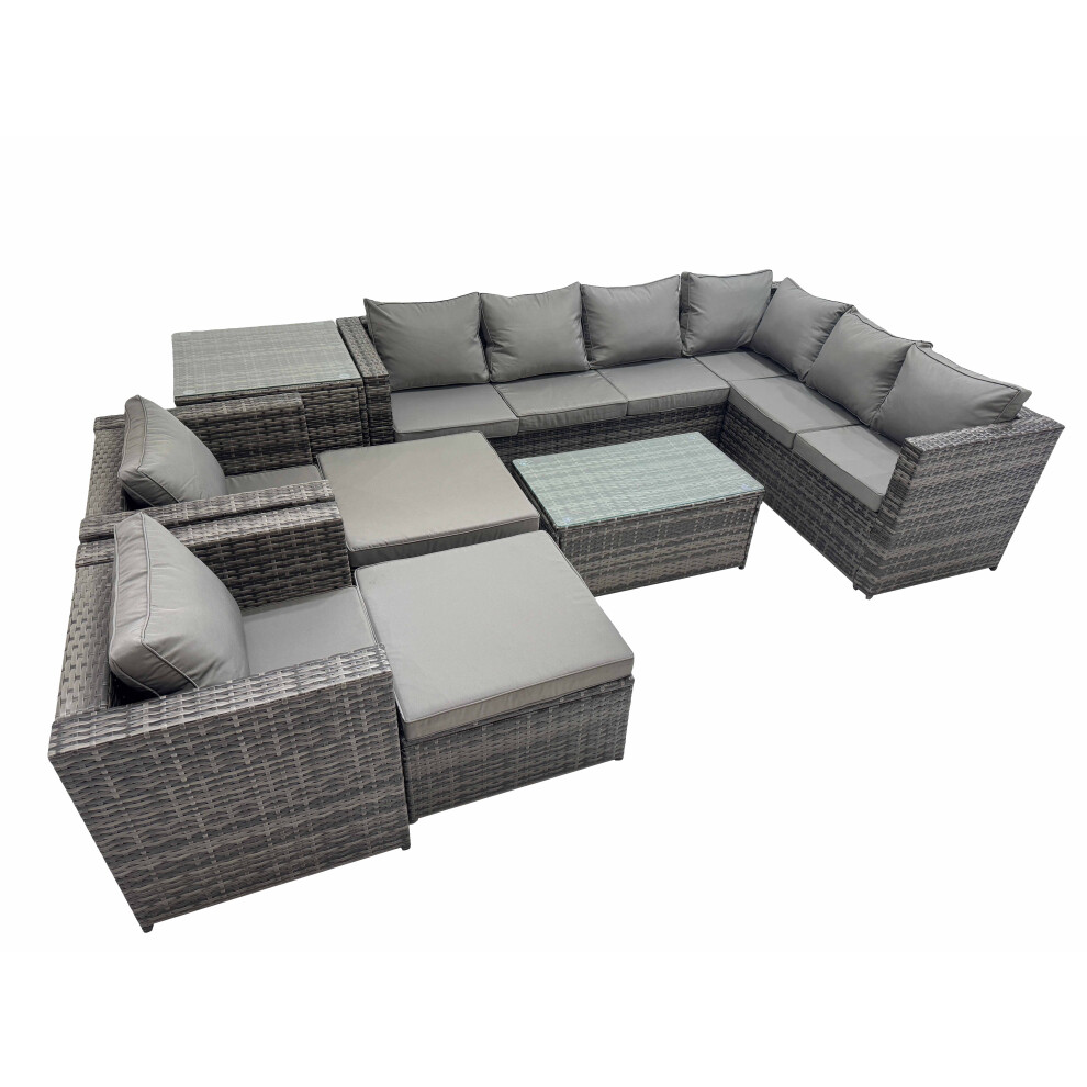 Fimous Rattan Garden Furniture Set with 2 Chairs 2 Big Stools Side Table-image-OPC-PHRGXGG-NEW