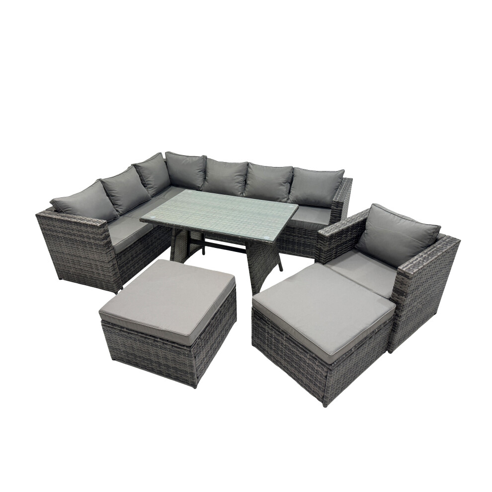 Fimous 9-seater Outdoor PE Rattan Sofa Set with with Chair 2 Big Stools-image-OPC-PHRGXQY-NEW