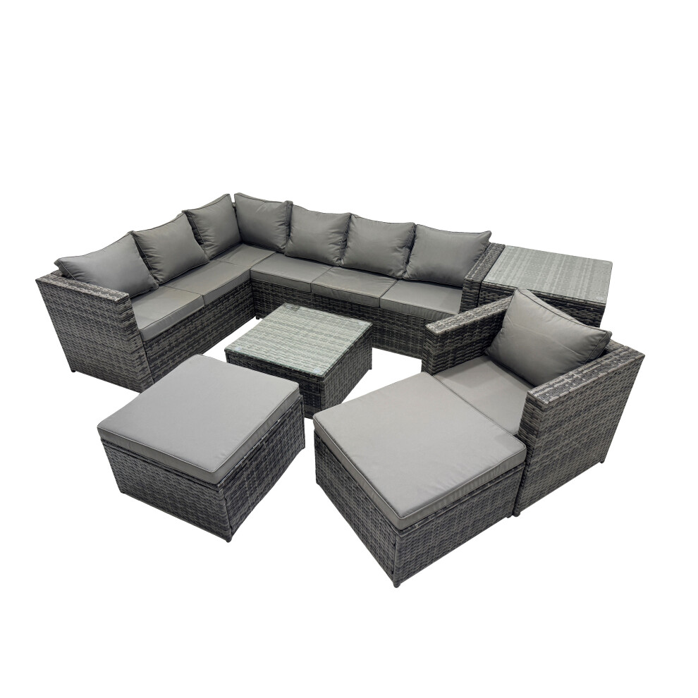 Fimous Patio Furniture Sets With Corner Sofa Chair 2 Big Footstool Side Table