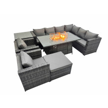 Fimous Garden Rattan Furniture Set 9 Seater with Big Stool Side Table