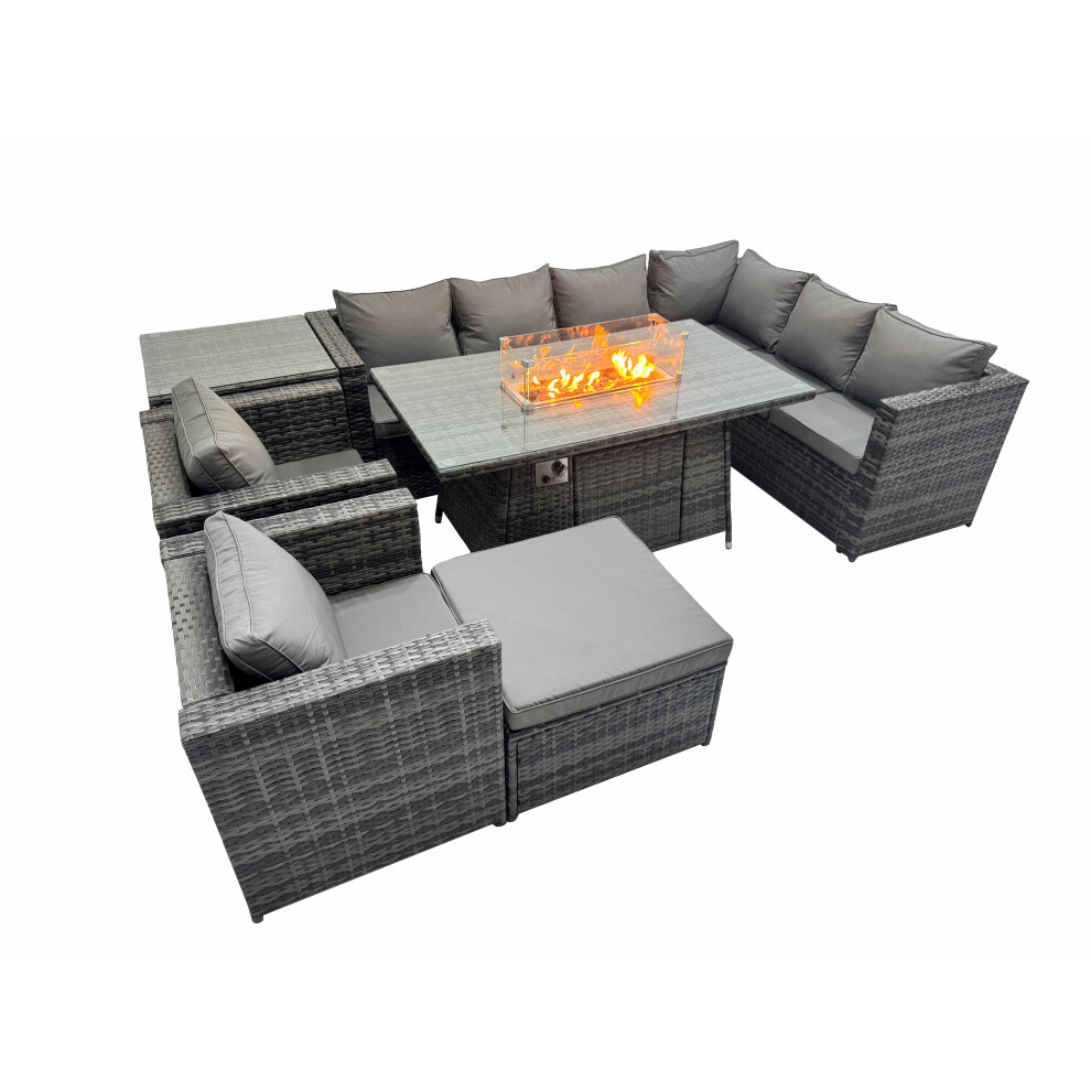 Fimous Garden Rattan Furniture Set 9 Seater With Big Stool Side Table