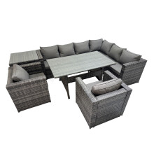 Fimous 8 Seater Patio Dining Corner Sofa Sets with 2 Chairs Side Table