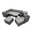 Fimous Fimous Outdoor PE Rattan Sofa Set with with Side Table 2 Big Stool 1