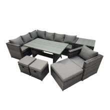 Fimous Outdoor PE Rattan Sofa Set with with Chair 3 Stool Side Table