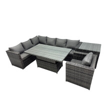Fimous 7-seater Corner Sofa Set Rattan Garden Furniture Set with Side Table