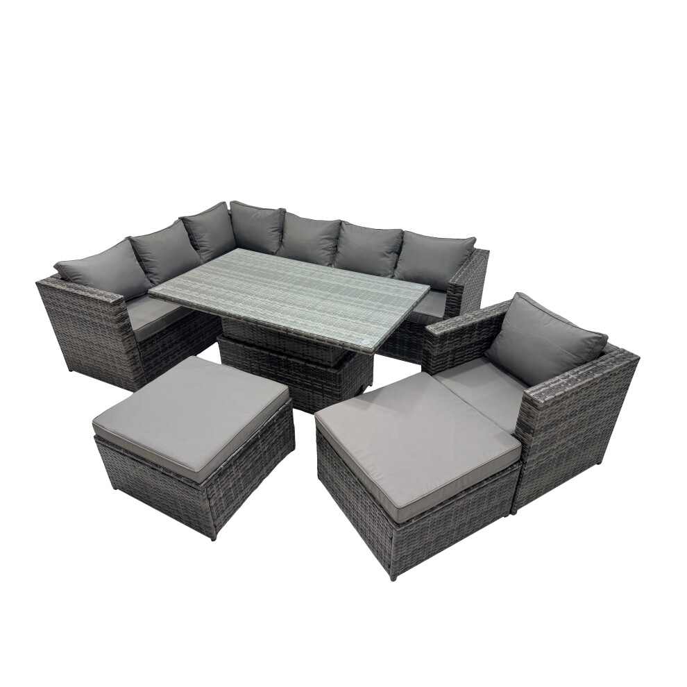 Fimous 9-Seater Rattan Garden Furniture Dining Set With 2 Big Stool