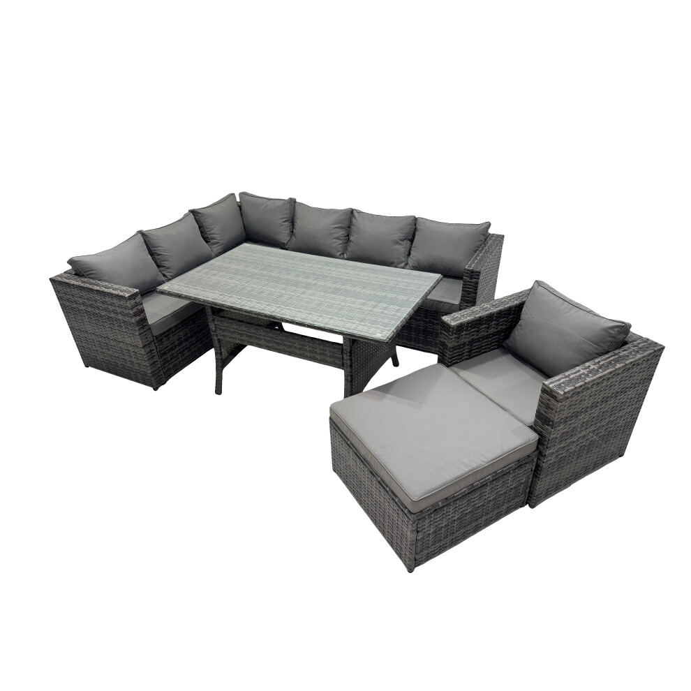 Fimous Outdoor Pe Rattan Sofa Set With With Chair Big Stool