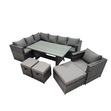 Fimous Outdoor PE Rattan Sofa Set with with Chair 3 Stool
