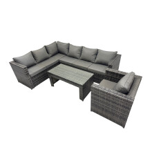 Fimous 4 Pieces Garden Furniture Corner Sofa &Dark Grey Mixed