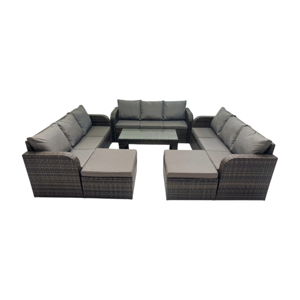 Fimous Rattan Garden Outdoor Furniture Set With 2 Big Footstools