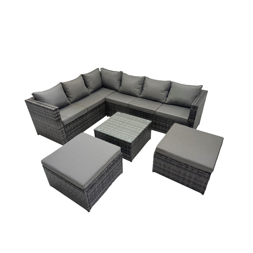 Fimous Patio Furniture Sets With Corner Sofa Coffee Table 2 Big Footstools