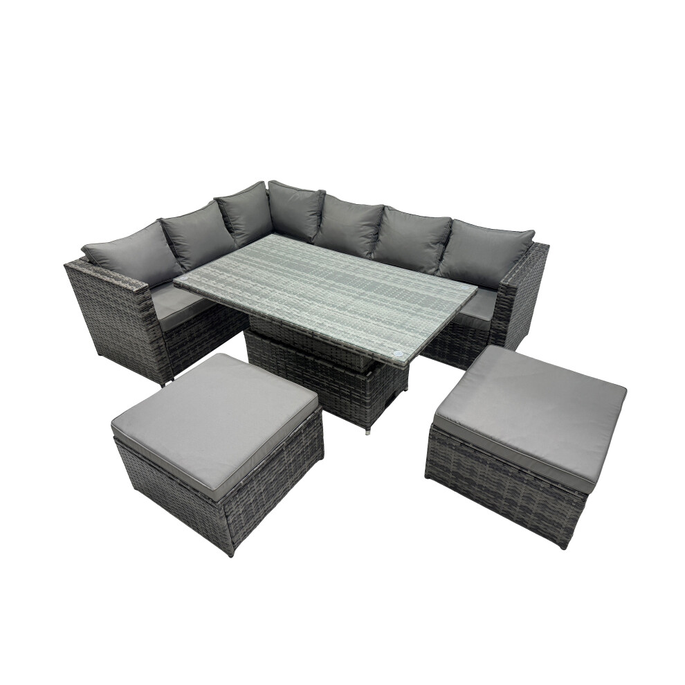 Fimous 8-Seater Rattan Garden Furniture Dining Set With 2 Big Stool