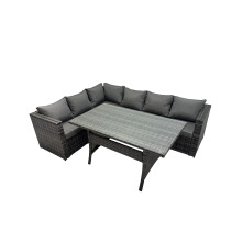 Fimous Outdoor Rattan Sofa Set with Dining Table Patio Garden Furniture Sets